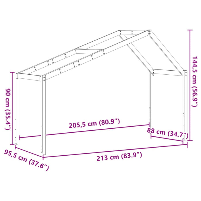 Acoperiș Pat Copii 213x95,5x144,5 cm Lemn Mass Pin WALTI