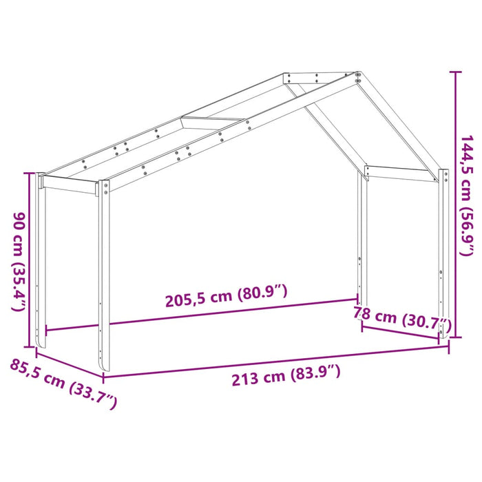 Acoperiș Pat Copii 213x85,5x144,5 cm Lemn Mass Pin WALTI