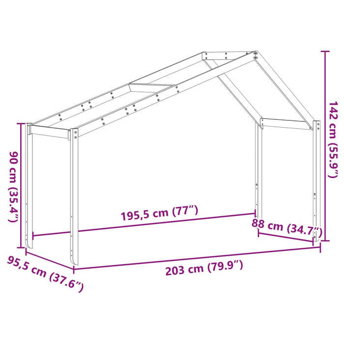 Acoperiș Pat Copii 203x95,5x142 cm Lemn Mass Pin WALTI