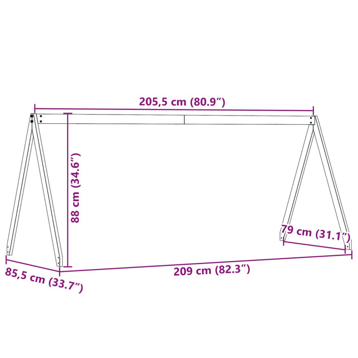 Acoperiș pat de copii, maro, 209x85,5x88 cm, lemn masiv pin WALTI