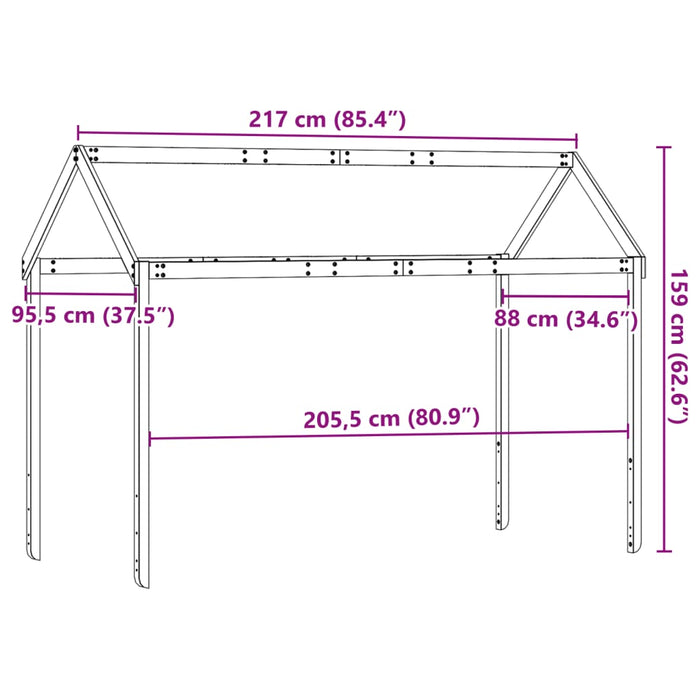 Acoperiș Pat Copii 217x95,5x159 cm Lemn Mass Pin WALTI