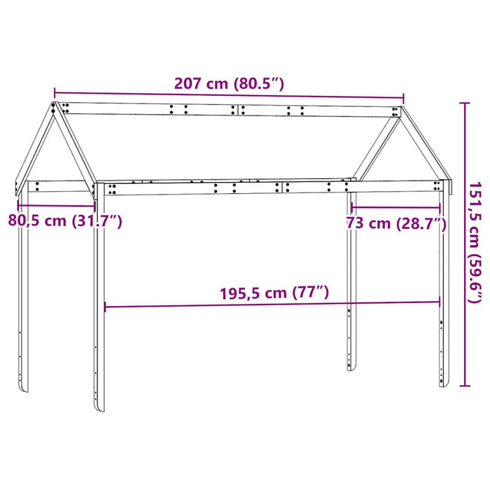 Acoperiș pat de copii, 207x80,5x151,5 cm, lemn masiv de pin - WALTI WALTI