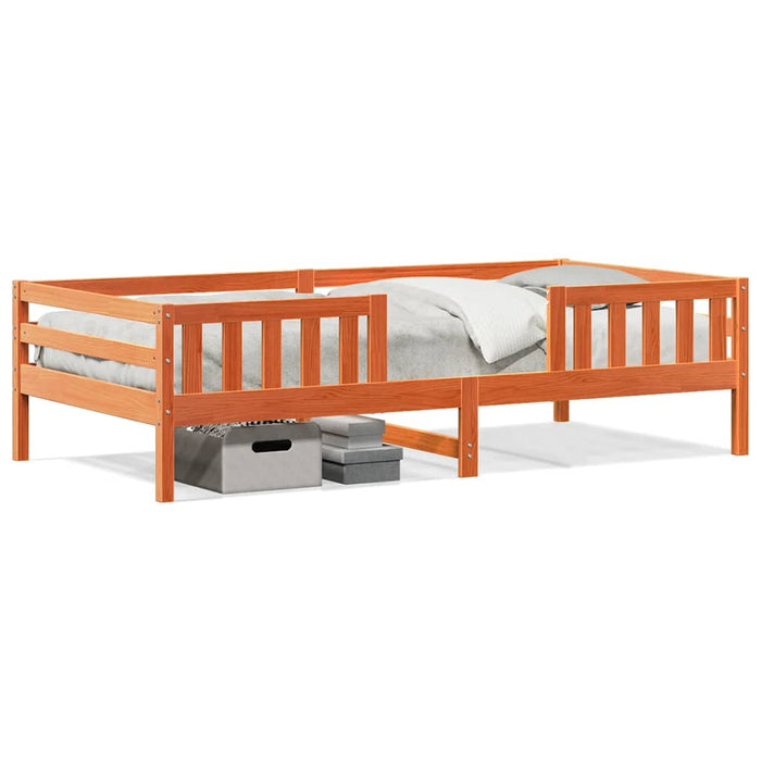 Cadru pat fără saltea, maro ceruit, 90x190 cm, lemn masiv pin WALTI