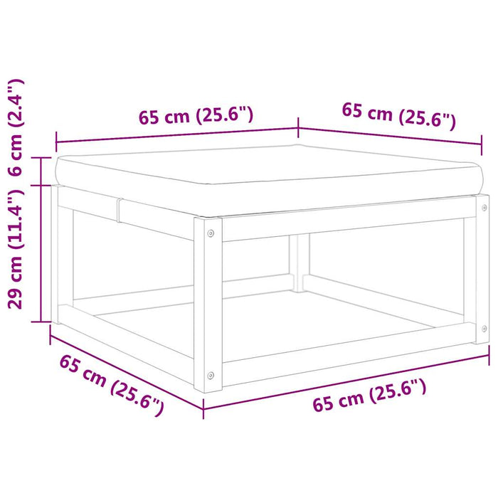 Taburet de grădină cu pernă, 65x65x29 cm, lemn masiv acacia - WALTI WALTI
