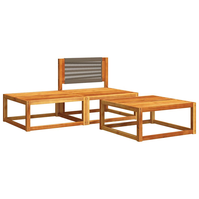 Set canapele de grădină 3 piese cu perne din lemn de acacia și frânghie WALTI