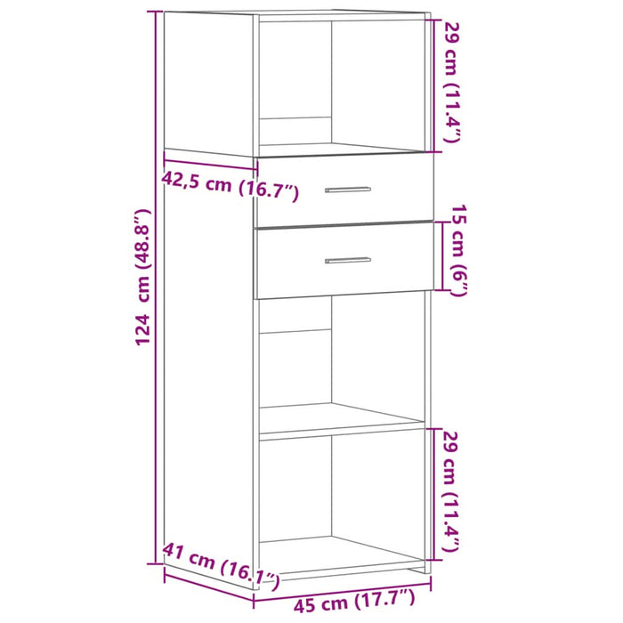Dulap înalt, gri beton, 45x42,5x124 cm, lemn prelucrat - WALTI WALTI