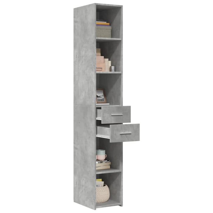 Dulap înalt, gri beton, 30x42,5x185 cm, lemn prelucrat - WALTI WALTI