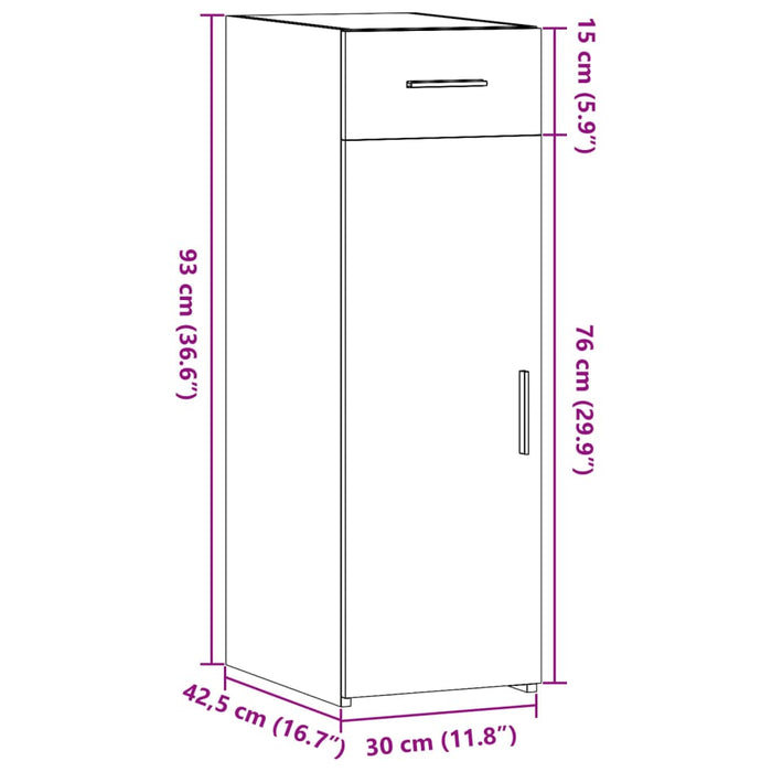 Dulap, gri beton, 30x42,5x93 cm, lemn prelucrat - WALTI WALTI