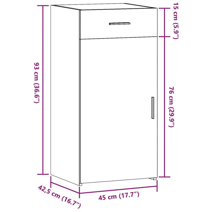 Dulap, gri beton, 45x42,5x93 cm, lemn prelucrat - WALTI WALTI
