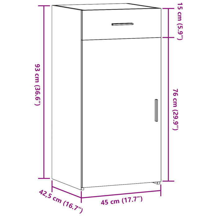 Dulap, stejar afumat, 45x42,5x93 cm, lemn prelucrat - WALTI WALTI