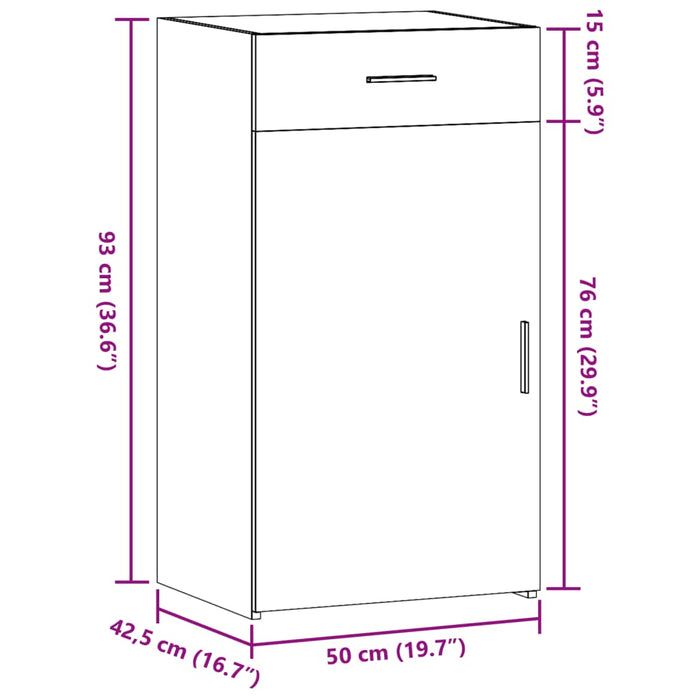 Dulap, stejar fumuriu, 50x42,5x93 cm, lemn prelucrat - WALTI WALTI