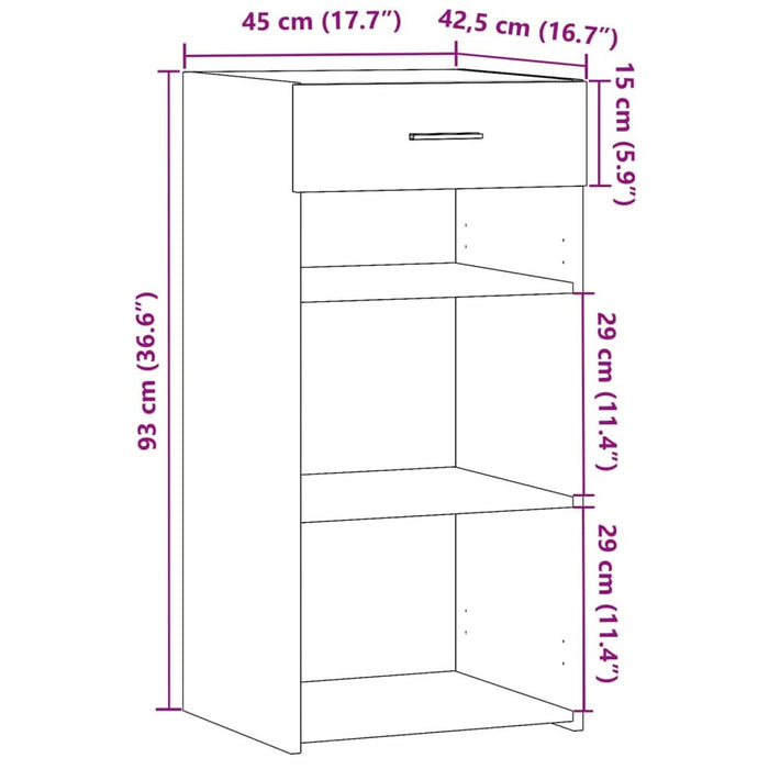 Dulap, stejar afumat, 45x42,5x93 cm, lemn prelucrat - WALTI WALTI