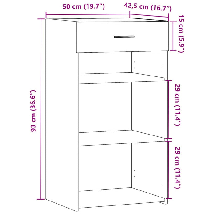 Dulap, gri beton, 50x42,5x93 cm, lemn prelucrat - WALTI WALTI