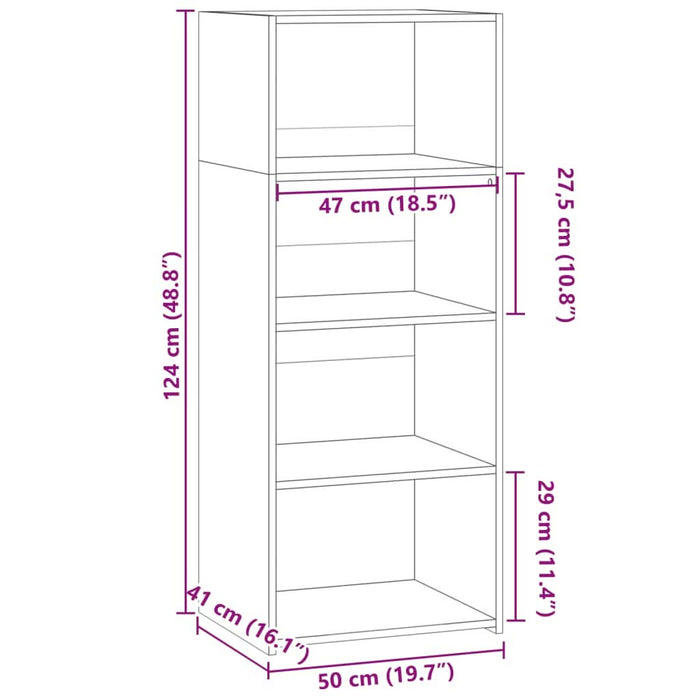 Dulap înalt, gri beton, 50x41x124 cm, lemn prelucrat - WALTI WALTI