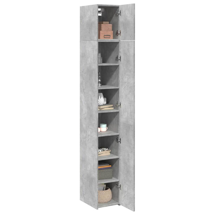 Dulap depozitare slim gri beton 30x42,5x225 cm lemn prelucrat - WALTI WALTI
