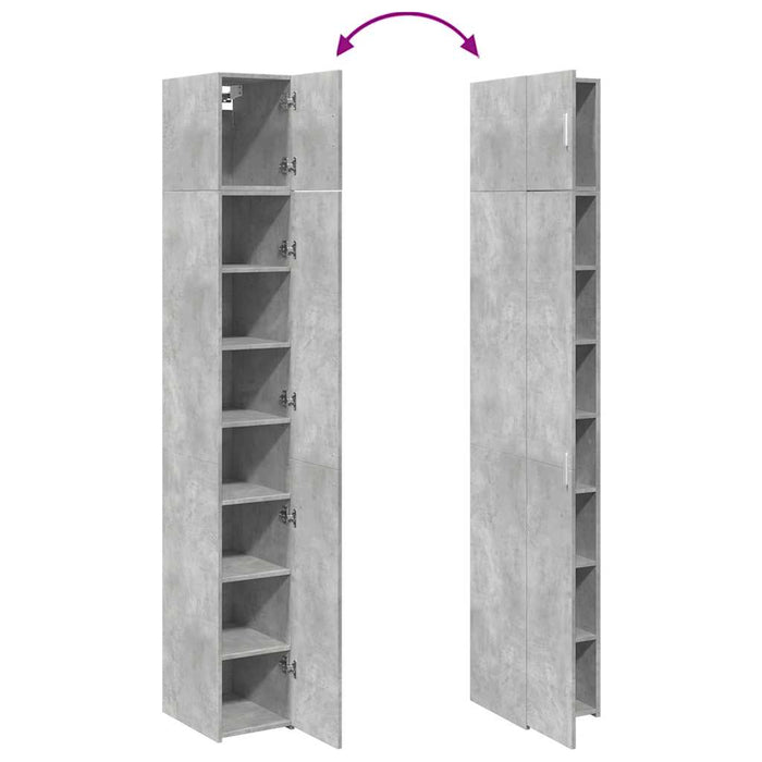 Dulap depozitare slim gri beton 30x42,5x225 cm lemn prelucrat - WALTI WALTI
