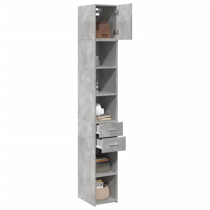 Dulap depozitare slim gri beton 30x42,5x225 cm lemn prelucrat - WALTI WALTI