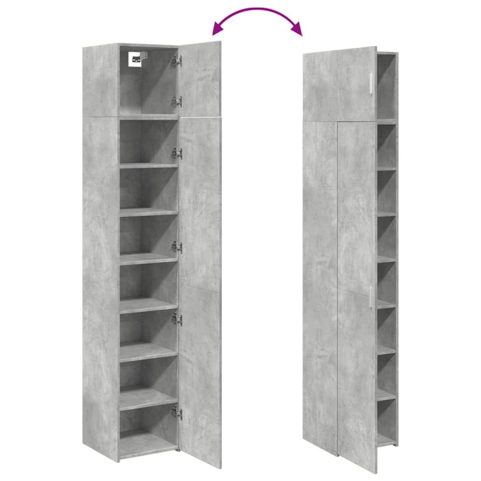 Dulap depozitare slim gri beton 40x42,5x225 cm lemn prelucrat - WALTI WALTI