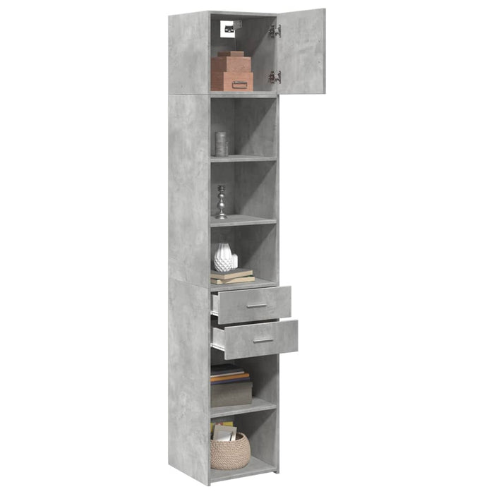 Dulap depozitare slim gri beton 40x42,5x225 cm lemn prelucrat - WALTI WALTI
