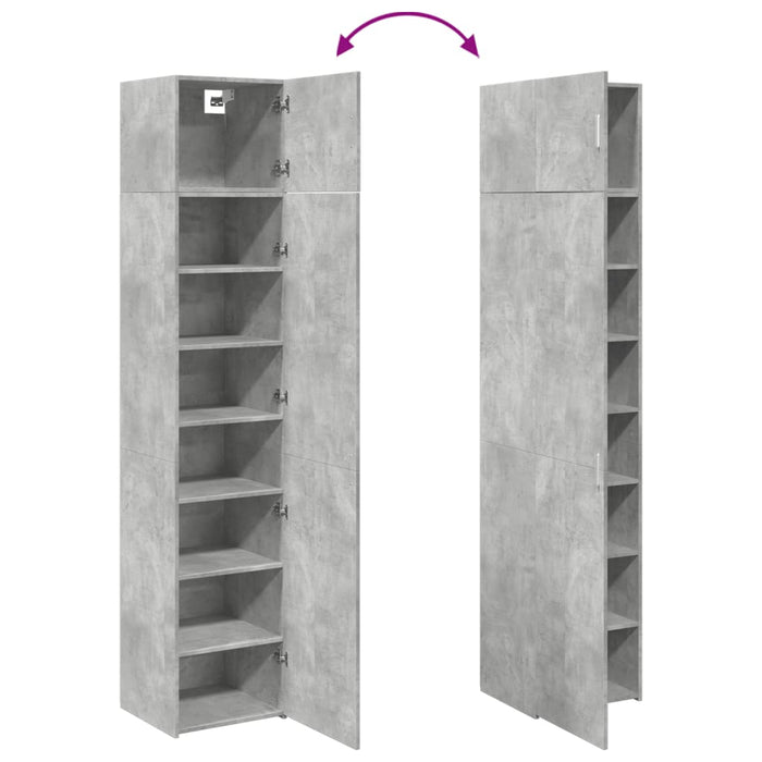 Dulap depozitare slim gri beton 45x42,5x225 cm lemn prelucrat WALTI