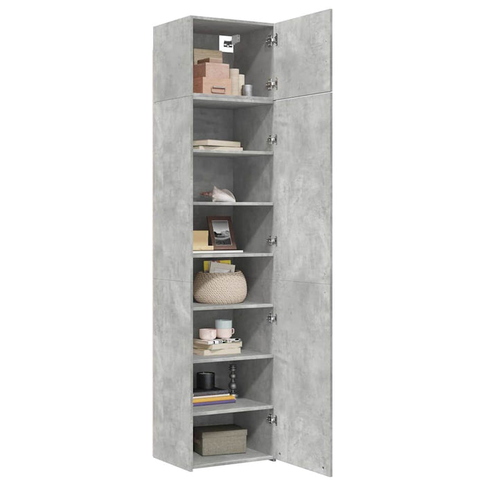 Dulap depozitare slim gri beton 50x42,5x225 cm lemn prelucrat WALTI
