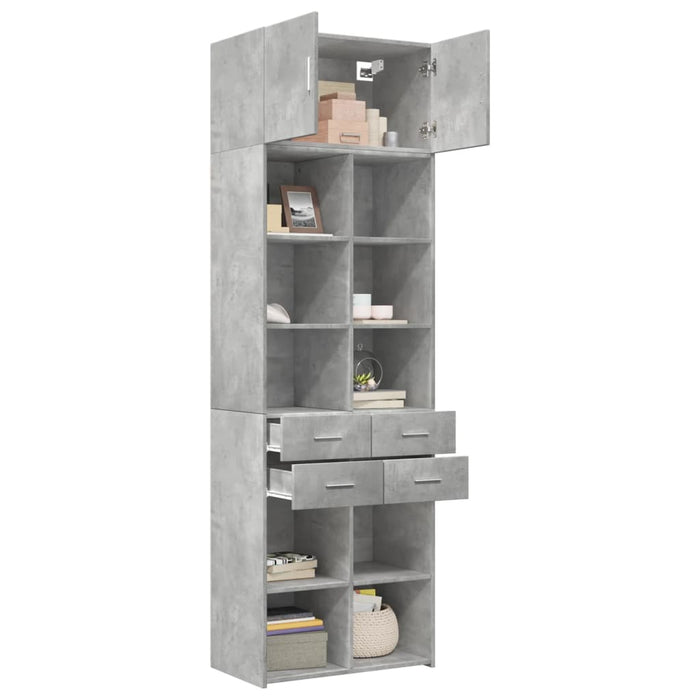 Dulap de depozitare, gri beton, 70x42,5x225 cm, lemn prelucrat - WALTI WALTI