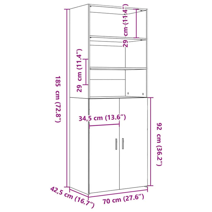 Dulap înalt, gri beton, 70x42,5x185 cm, lemn prelucrat - WALTI WALTI