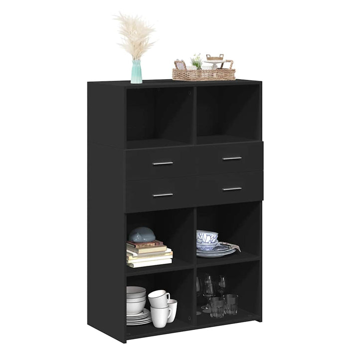 Dulap înalt, negru, 80x42,5x124 cm, lemn prelucrat - WALTI WALTI