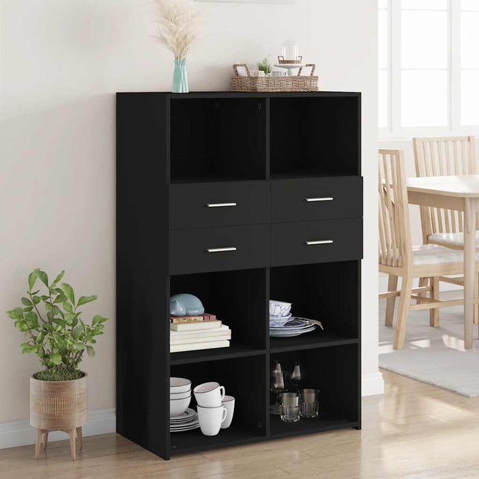 Dulap înalt, negru, 80x42,5x124 cm, lemn prelucrat - WALTI WALTI