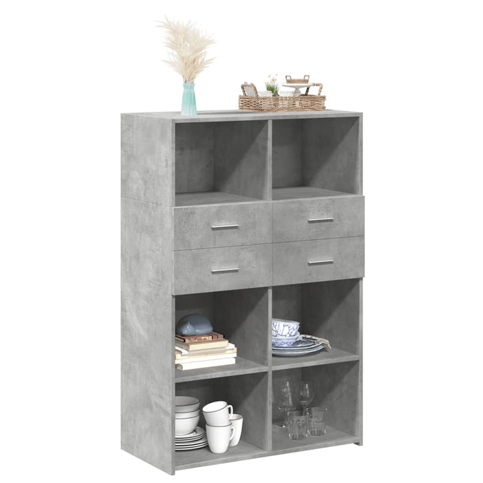 Dulap înalt, gri beton, 80x42,5x124 cm, lemn prelucrat - WALTI WALTI