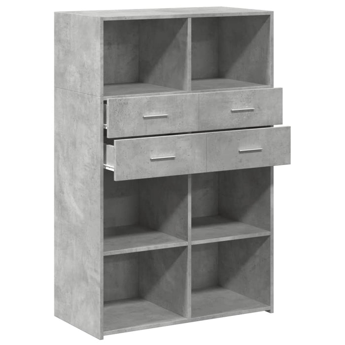 Dulap înalt, gri beton, 80x42,5x124 cm, lemn prelucrat - WALTI WALTI