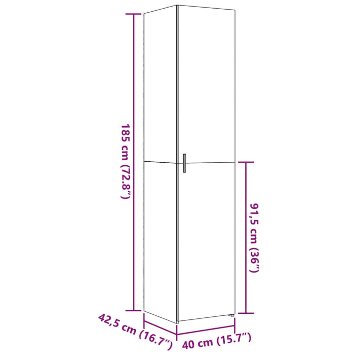 Dulap înalt, gri beton, 40x42,5x185 cm, lemn prelucrat - WALTI WALTI