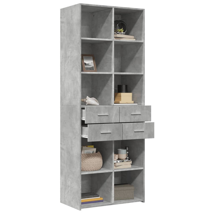 Dulap înalt, gri beton, 70x42,5x185 cm, lemn prelucrat - WALTI WALTI