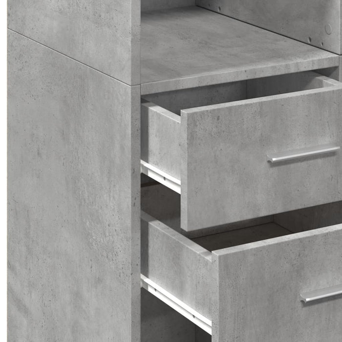 Dulap înalt, gri beton, 70x42,5x185 cm, lemn prelucrat - WALTI WALTI