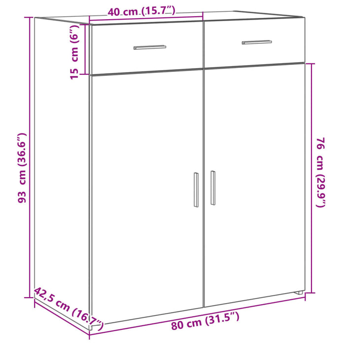 Dulap, negru, 80x42,5x93 cm, lemn prelucrat WALTI