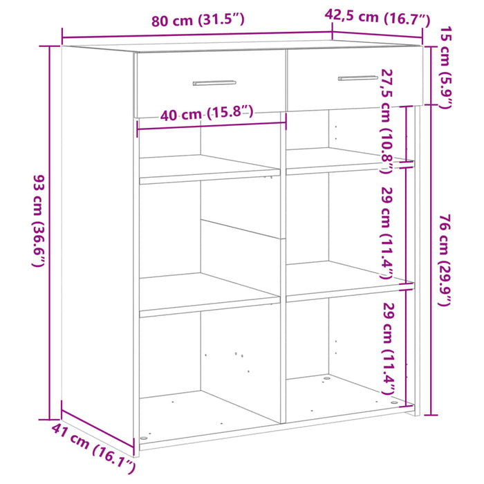 Dulap, negru, 80x42,5x93 cm, lemn prelucrat - WALTI WALTI
