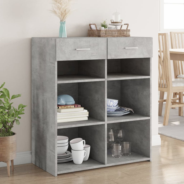 Dulap, gri beton, 80x42,5x93 cm, lemn prelucrat - WALTI WALTI