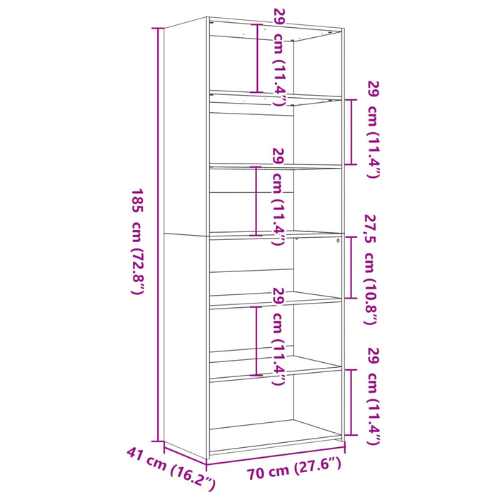 Dulap înalt, gri beton, 70x41x185 cm, lemn prelucrat - WALTI WALTI