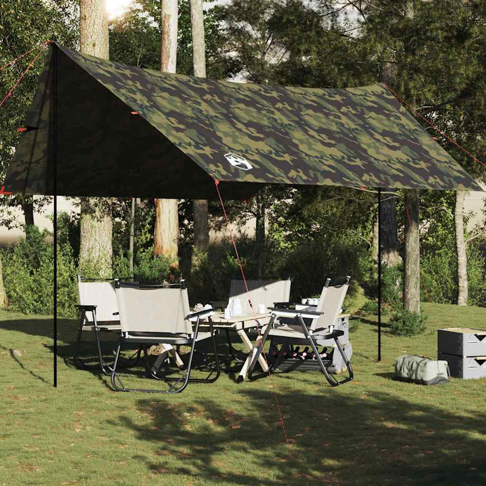 Prelată de camping, camuflaj, 438x376x212 cm, impermeabilă - WALTI WALTI