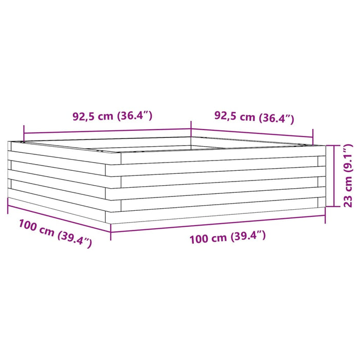 Jardinieră de grădină, maro ceruit, 100x100x23cm lemn masiv pin - WALTI WALTI