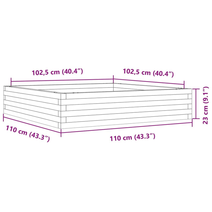 Jardinieră de grădină, alb, 110x110x23 cm, lemn masiv de pin - WALTI WALTI