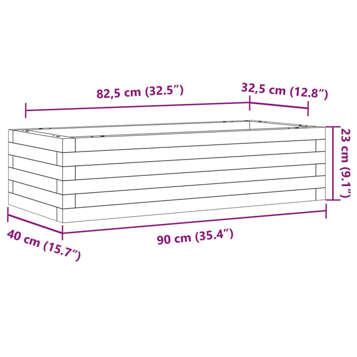 Jardinieră de grădină, maro ceruit, 90x40x23 cm, lemn masiv pin - WALTI WALTI