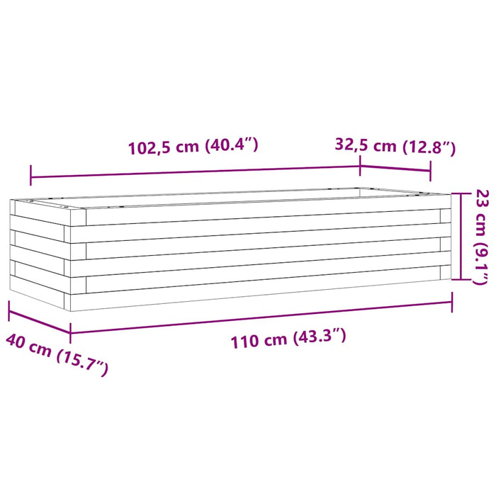 Jardinieră de grădină, maro ceruit, 110x40x23 cm lemn masiv pin - WALTI WALTI