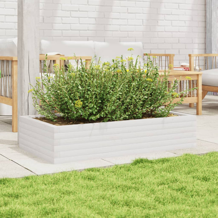 Jardinieră de grădină, alb, 110x60x23 cm, lemn masiv de pin - WALTI WALTI