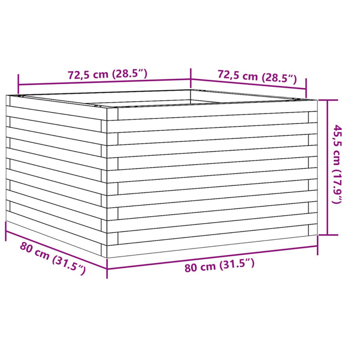 Jardinieră grădină, maro ceruit, 80x80x45,5 cm, lemn masiv pin - WALTI WALTI