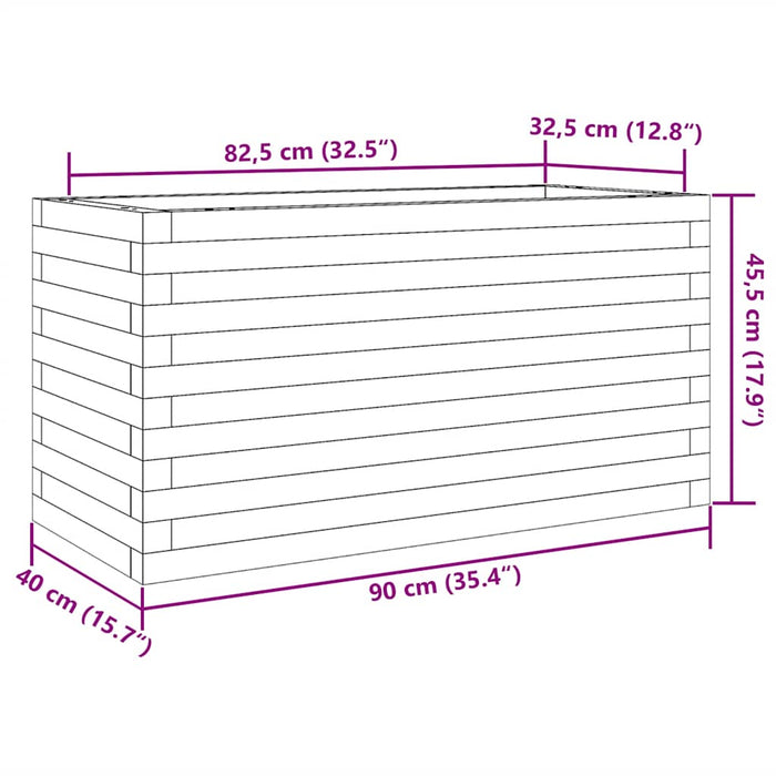 Jardinieră de grădină, alb, 90x40x45,5 cm, lemn masiv de pin - WALTI WALTI