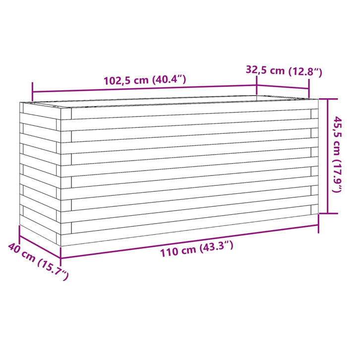 Jardinieră grădină, maro ceruit, 110x40x45,5 cm, lemn masiv pin - WALTI WALTI