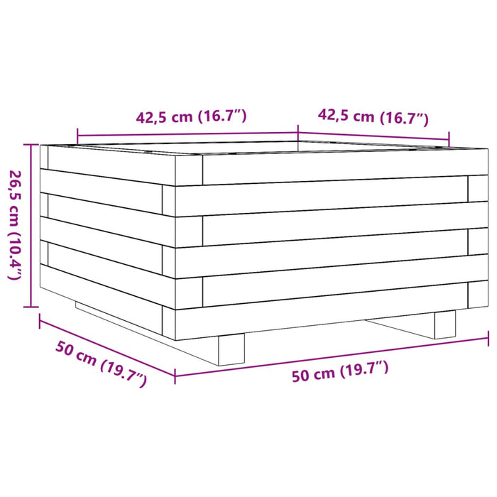 Jardinieră de grădină, alb, 50x50x26,5 cm, lemn masiv de pin - WALTI WALTI