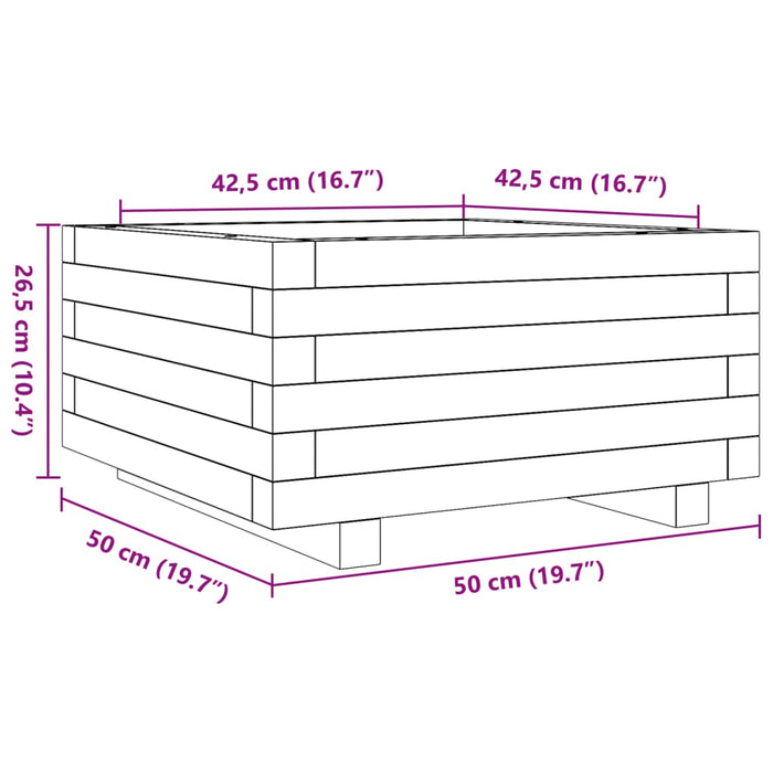 Jardinieră grădină, maro ceruit, 50x50x26,5 cm, lemn masiv pin - WALTI WALTI
