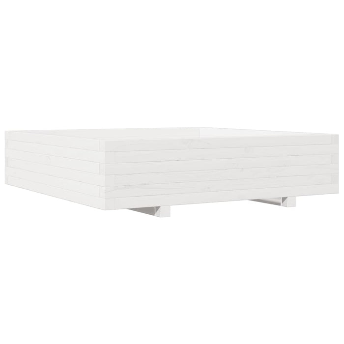 Jardinieră de grădină, alb, 100x100x26,5 cm, lemn masiv de pin - WALTI WALTI